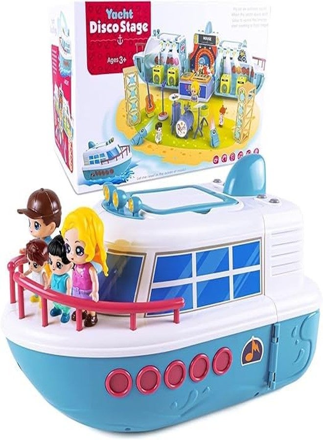 EXOMOON مجموعة لعب قارب بيت الدمى من إكسومون، سفينة ألعاب قابلة للتشكيل للأطفال مع مؤثرات صوتية وأضواء ودمية وإكسسوارات لمسرح الديسكو، ألعاب تمثيلية صغيرة هدية عيد ميلاد للبنات والأولاد من 3 إلى 8 سنوات فما فوق - Image 1